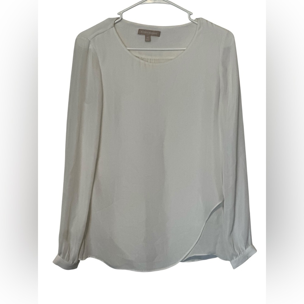 Banana Republic White Long Sleeve Blouse | Size XS | Elegant Minimalist Top NWOT - Picture 3 of 7
